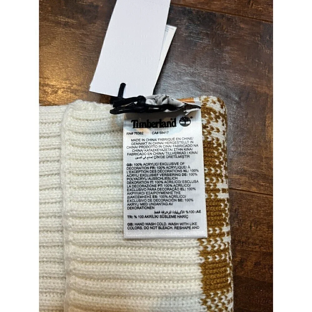 Timberland Unisex Adults' Buffalo Plaid Print Scarf Camel/Ivory One Size NWT